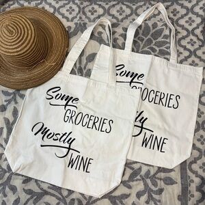 TOP DESIGN Women's Subliminal Canvas Tote Bags Lot of 2 Humorous Casual Market